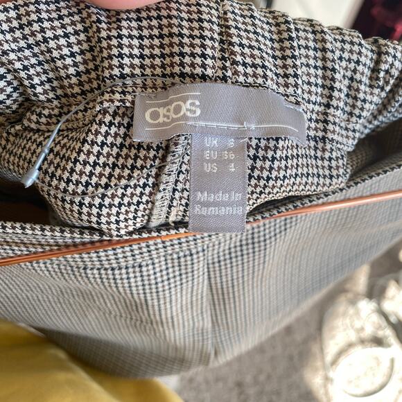 ASOS Womens Houndstooth Pants Size 4 Pockets Tapered Academia Preppy Office - Picture 5 of 8